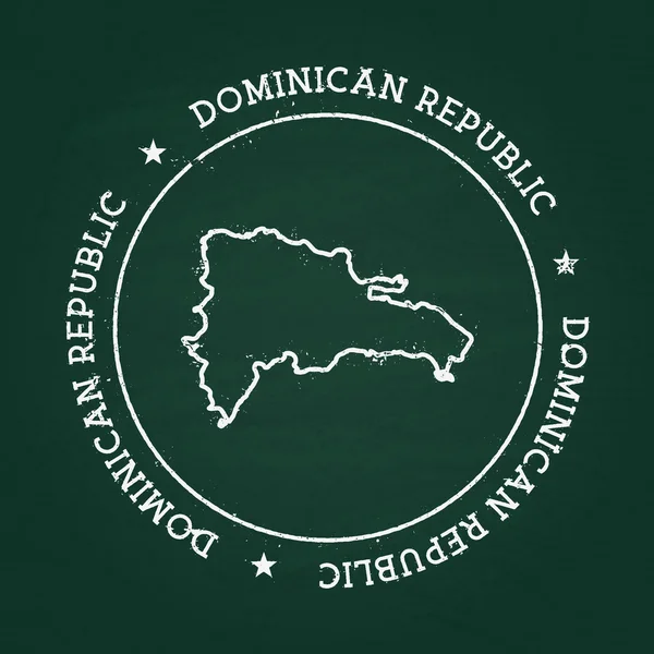 Белая меловая текстура резиновая печать с картой Доминиканской Республики на зеленой доске . — стоковый вектор