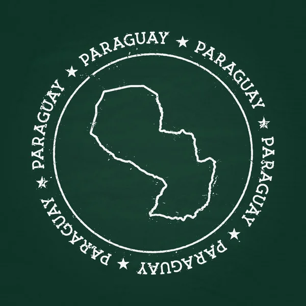 Beyaz tebeşir doku Lastik conta ile Paraguay Cumhuriyeti harita üzerinde yeşil bir yazı tahtası. — Stok Vektör