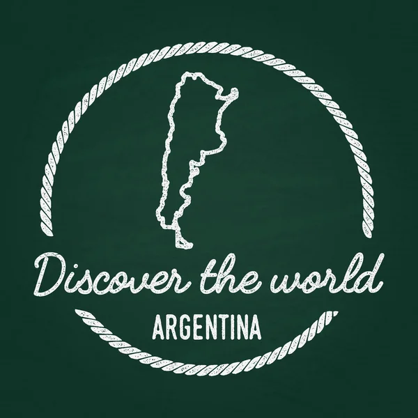 Textura de giz branco insígnia hipster com mapa da República Argentina em um quadro-negro verde . —  Vetores de Stock