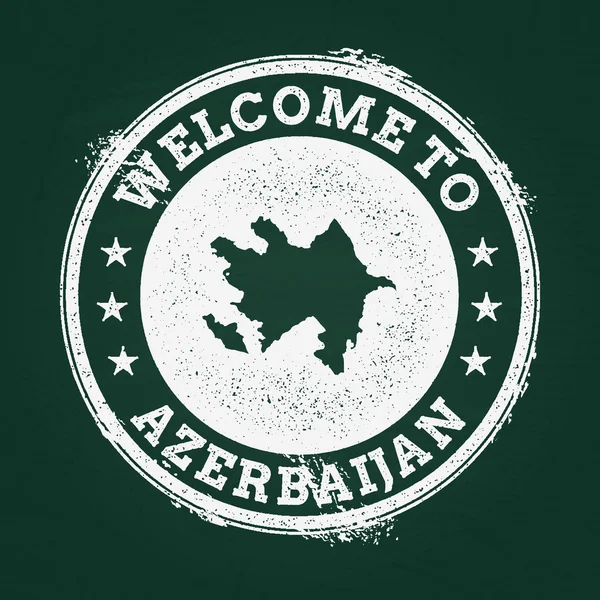 Sello retro de textura de tiza blanca con mapa de la República de Azerbaiyán en una pizarra verde . — Archivo Imágenes Vectoriales