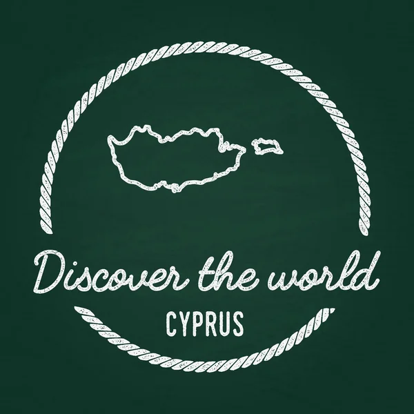 Beyaz tebeşir doku hipster Insignia ile Kıbrıs Cumhuriyeti harita üzerinde yeşil bir yazı tahtası. — Stok Vektör