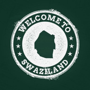 Beyaz tebeşir doku retro damga Swaziland Krallığı harita üzerinde yeşil bir tahta ile.