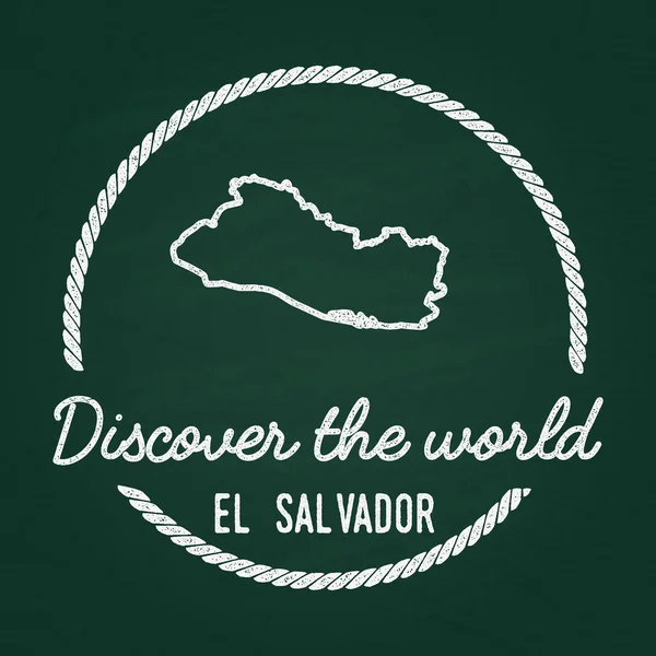 Beyaz tebeşir doku hipster Insignia ile El Salvador Cumhuriyeti harita üzerinde yeşil bir yazı tahtası. — Stok Vektör