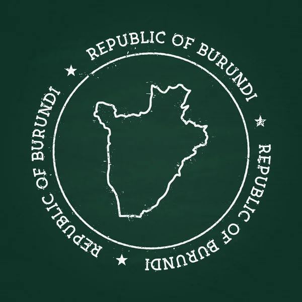 Vit krita textur gummitätning med Republiken Burundis karta på en grön svart tavla. — Stock vektor