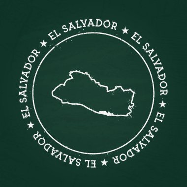 Beyaz tebeşir doku Lastik conta ile El Salvador Cumhuriyeti harita üzerinde yeşil bir yazı tahtası.