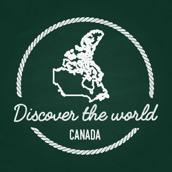 Bílá křída textury bokovky insignia s Kanada mapu na zelené tabule. — Stockový vektor