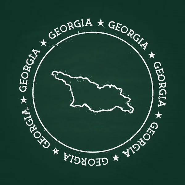 Sello de goma de textura de tiza blanca con mapa de Georgia en una pizarra verde . — Vector de stock