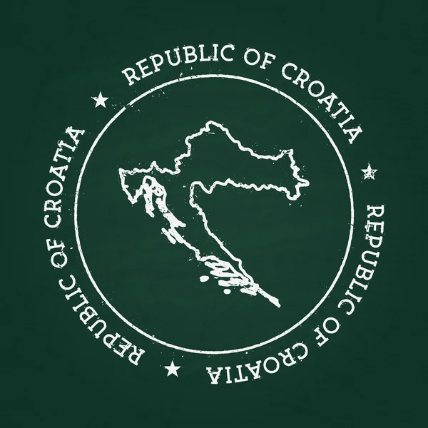 Vit krita textur gummitätning med Republiken Kroatien karta på en grön svart tavla. — Stock vektor