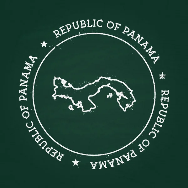 Sello de goma de textura de tiza blanca con mapa de República de Panamá en una pizarra verde . — Vector de stock