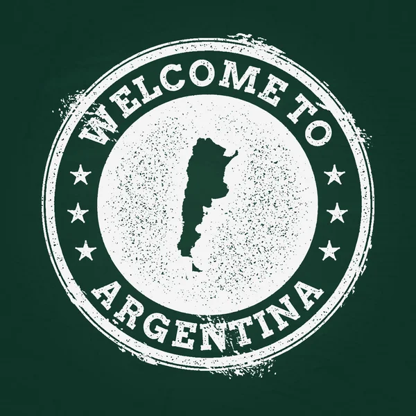 阿根廷共和国地图绿色的黑板上用白色粉笔纹理复古邮票. — 图库矢量图片
