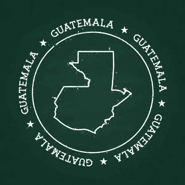 Sello de goma de textura de tiza blanca con mapa de la República de Guatemala en una pizarra verde . — Vector de stock
