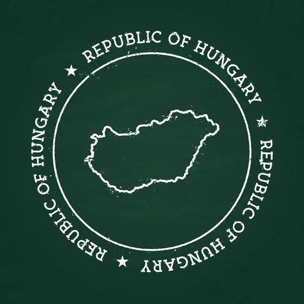 Beyaz tebeşir doku Lastik conta ile Macaristan Cumhuriyeti harita üzerinde yeşil bir yazı tahtası.