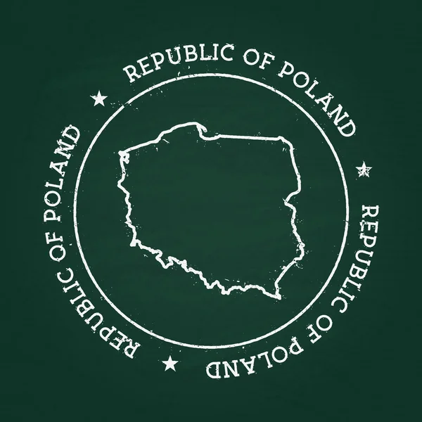 Beyaz tebeşir doku Lastik conta ile Polonya Cumhuriyeti harita üzerinde yeşil bir yazı tahtası.