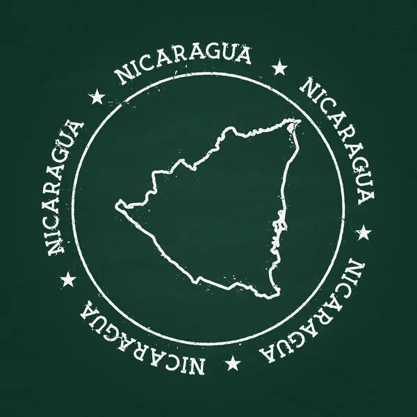 Sello de goma de textura de tiza blanca con mapa de la República de Nicaragua en una pizarra verde . — Vector de stock