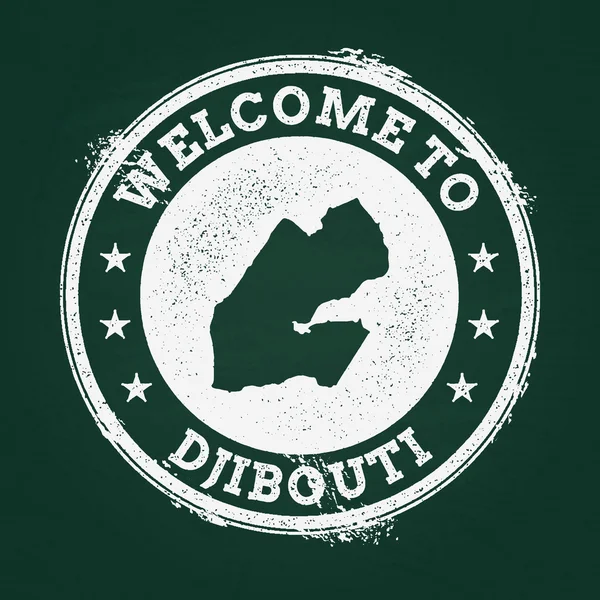 Cibuti Cumhuriyeti harita üzerinde yeşil bir yazı tahtası Beyaz tebeşir doku retro pullar.