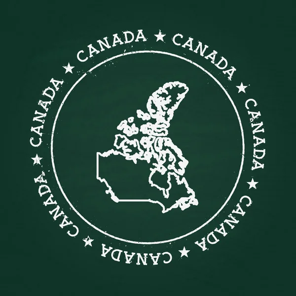 Bílé křídové textury gumové těsnění s Kanada mapu na zelené tabule. — Stockový vektor