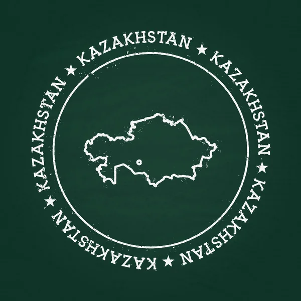 Резиновая печать из белого мела с картой Республики Казахстан на зеленой доске . — стоковый вектор