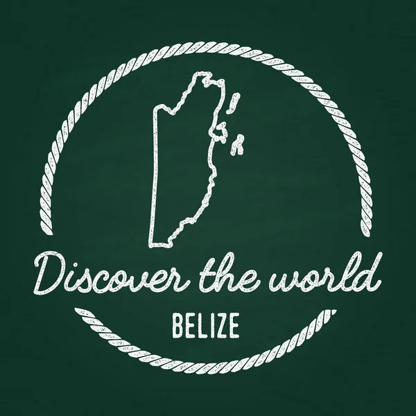 White chalk texture hipster insignia with Belize map on a green blackboard. — Stock Vector