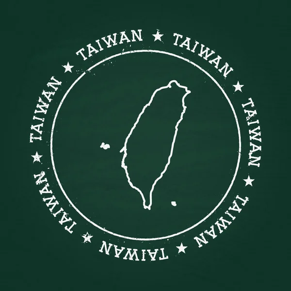 Texture craie blanche joint en caoutchouc avec carte de Taiwan sur un tableau noir vert . — Image vectorielle