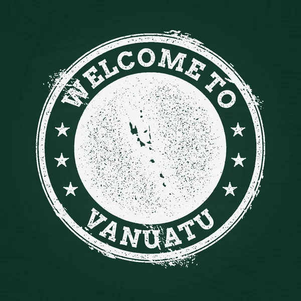 Beyaz tebeşir doku retro damga Vanuatu Cumhuriyeti harita üzerinde yeşil bir tahta ile.