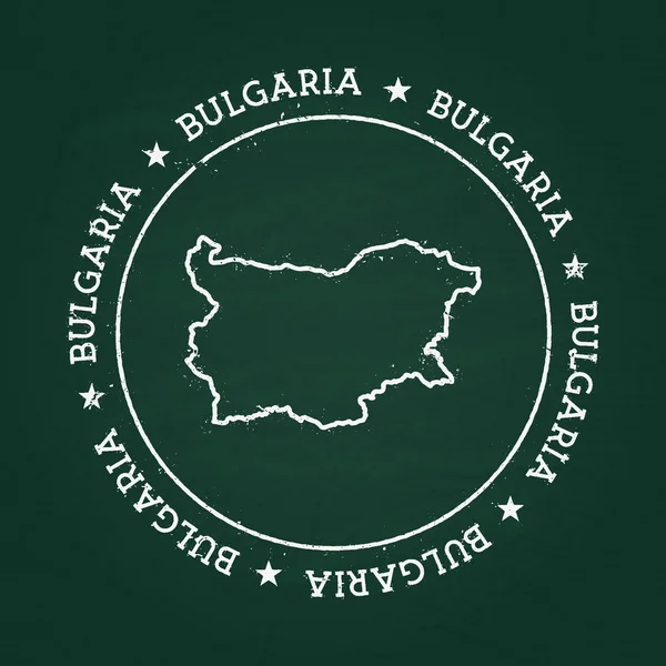 Sello de goma de textura de tiza blanca con mapa de la República de Bulgaria en una pizarra verde . — Archivo Imágenes Vectoriales