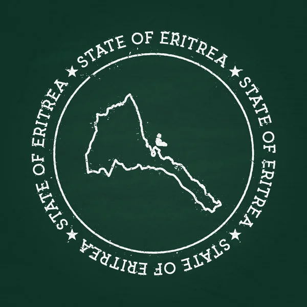 Sello de goma de textura de tiza blanca con mapa de estado de Eritrea en una pizarra verde . — Archivo Imágenes Vectoriales