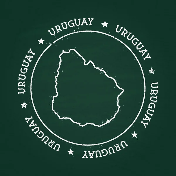 Vit krita textur gummitätning med Republiken Uruguay karta på en grön svart tavla. — Stock vektor