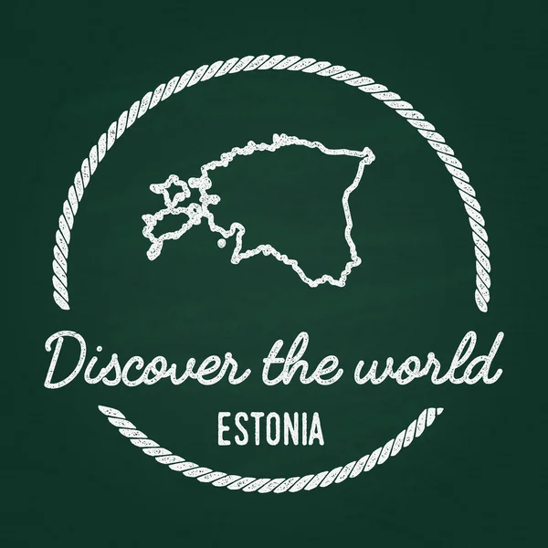 Біла крейда текстури hipster insignia з Республіки Естонія карта на зелений дошці. — стоковий вектор