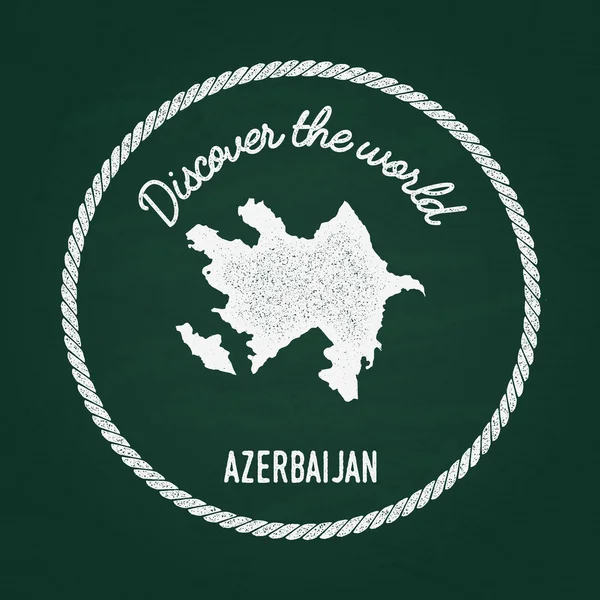 Винтажные знаки отличия белой меловой текстуры с картой Азербайджанской Республики на зеленой доске . — стоковый вектор
