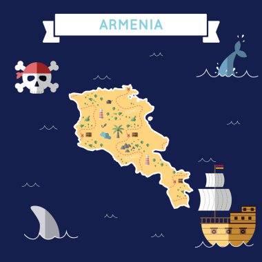 Ermenistan'ın düz hazine haritası.