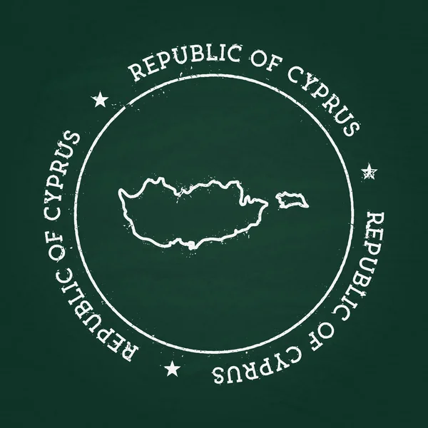 Beyaz tebeşir doku Lastik conta ile Kıbrıs Cumhuriyeti harita üzerinde yeşil bir yazı tahtası. — Stok Vektör