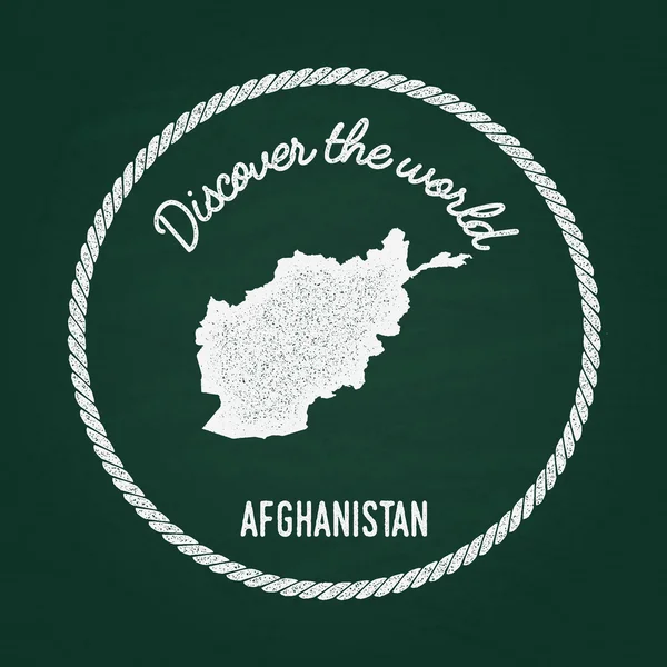 Insignia vintage de textura de tiza blanca con el mapa del Estado Islámico de Afganistán en una pizarra verde . — Archivo Imágenes Vectoriales