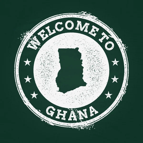 Vit krita textur retro stämpel med Republiken Ghana karta på en grön svart tavla. — Stock vektor