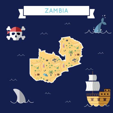 Zambiya düz hazine haritası.
