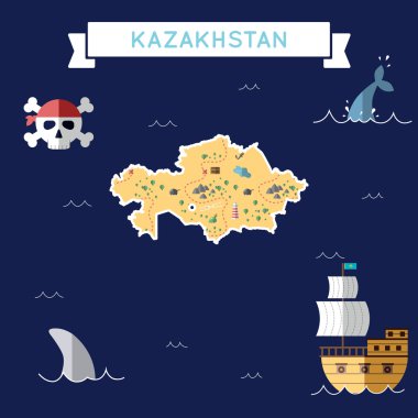 Kazakistan düz hazine haritası.