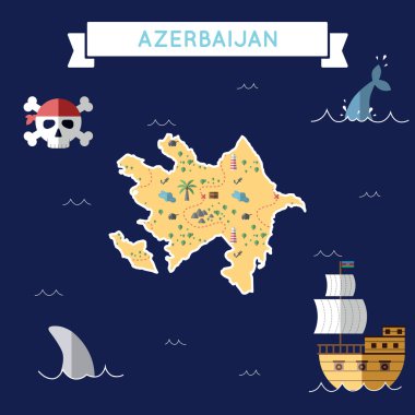 Azerbaycan düz hazine haritası.