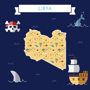 Libya düz hazine haritası.