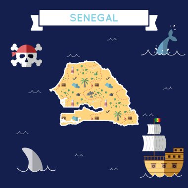 Senegal düz hazine haritası.