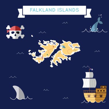 Falkland Adaları % 28malvinas % 29 düz hazine haritası.