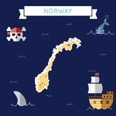 Norveç düz hazine haritası.