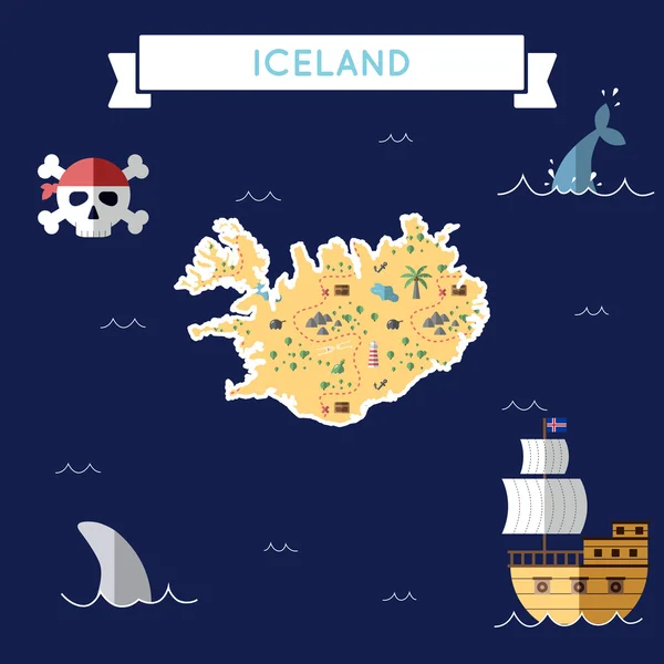 Carte au trésor plat de Islande . — Image vectorielle