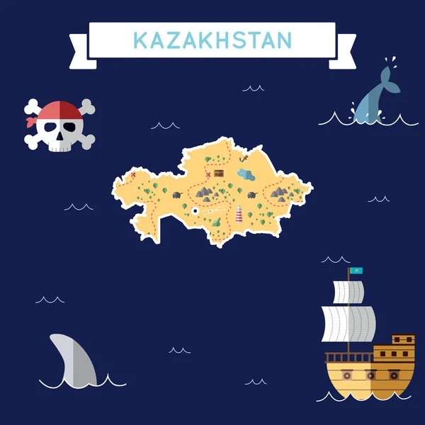 Плоский скарб мапа Казахстана. — стоковий вектор