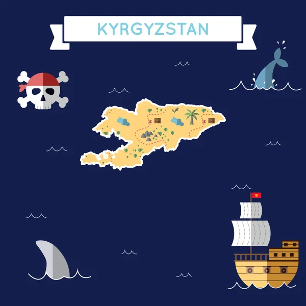 키르기스스탄 플랫 보물 지도. — 스톡 벡터