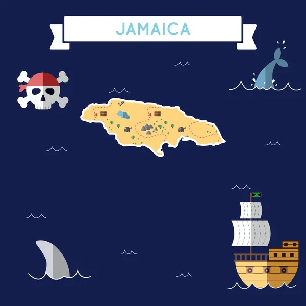 Flat treasure map of Jamaica. — Stock Vector
