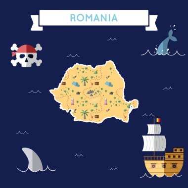 Romanya düz hazine haritası.