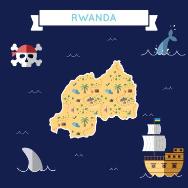 Ruanda Haritası düz hazine.