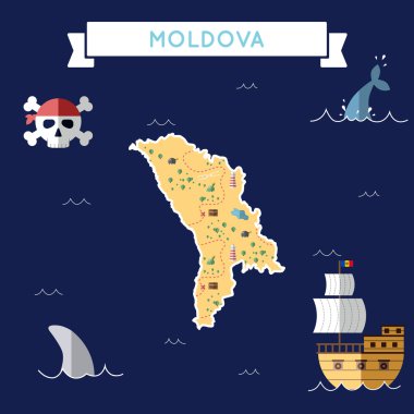 Moldova, Cumhuriyeti düz hazine haritası.