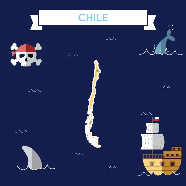 Mapa plano del tesoro de Chile . — Archivo Imágenes Vectoriales
