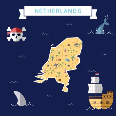 Hollanda düz hazine haritası.