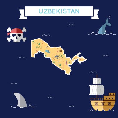 Özbekistan düz hazine haritası.